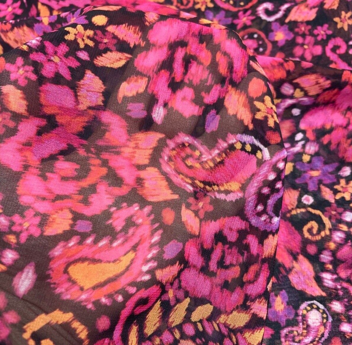 Chiffon Fabric Paisley Printed 55" Wide Sold By Metre