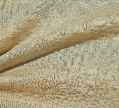 BEIGE COLOUR AND LUREX STRIPED THIN KNIT FABRIC - SOLD BY THE METRE