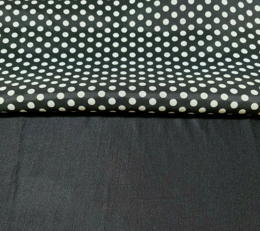 POLYESTER VISCOSE FABRIC BLACK AND SPOTTED - SOLD BY THE METRE