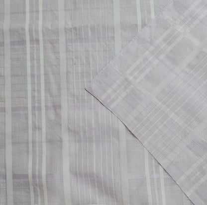 Checked Cotton Shirt Fabric Light Lilac And Khaki Colours 55" Wide Sold By Metre