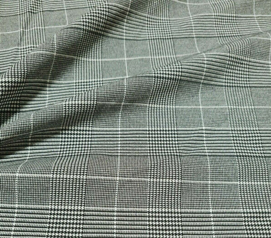 Dressmaking Fabric Viscose Mix Black And White Checked 2 Way Stretch 55" Wide