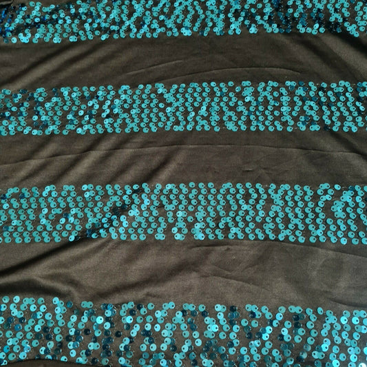 Jersey Fabric Blue Sequin Black Colour 55" Wide 2 Way Stretch