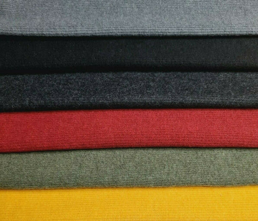 Brushed Knit Fabric Ribbed Recycled Polycotton Non-Stretch 70"