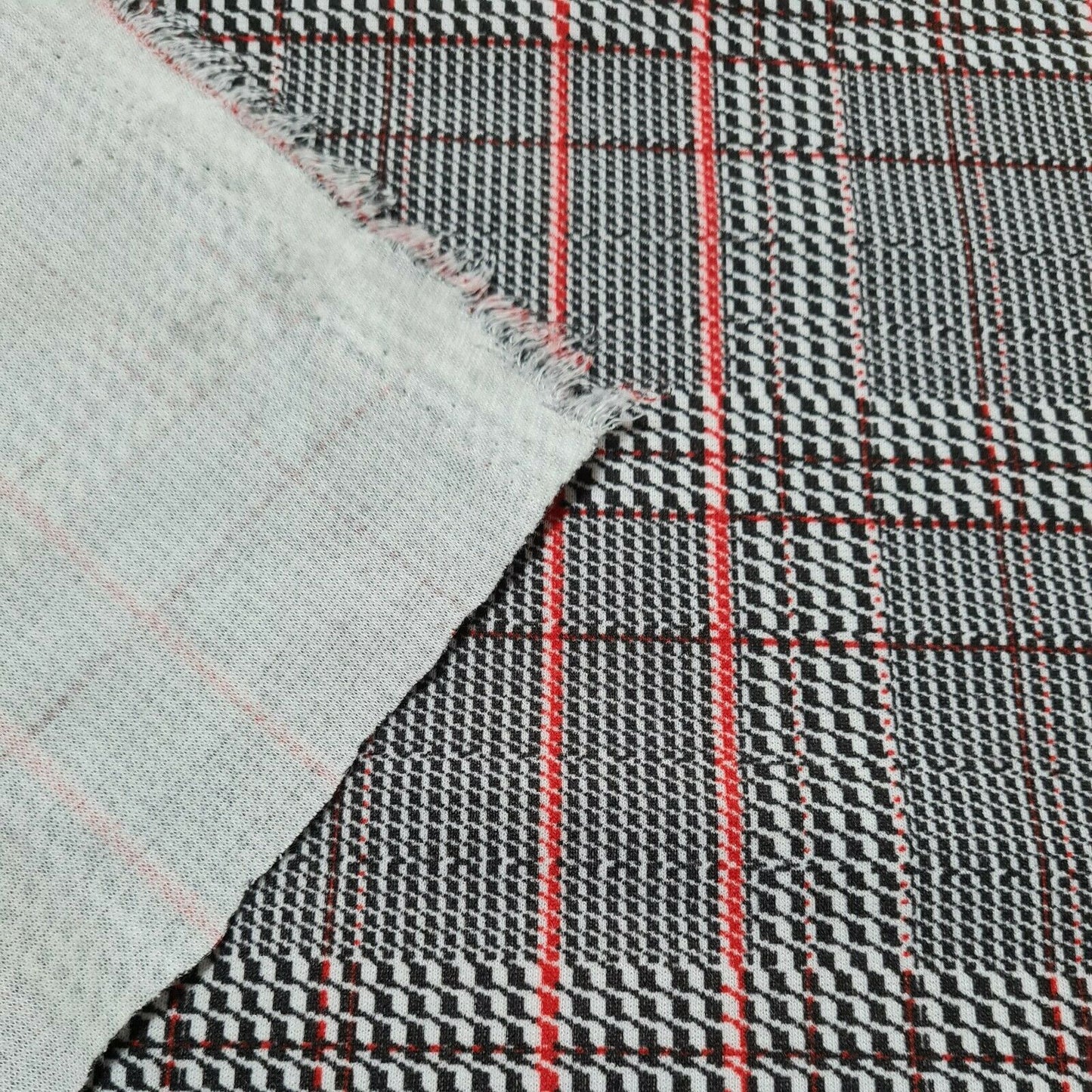 Jersey Ponte Fabric Checked Dressmaking Sold By The Metre