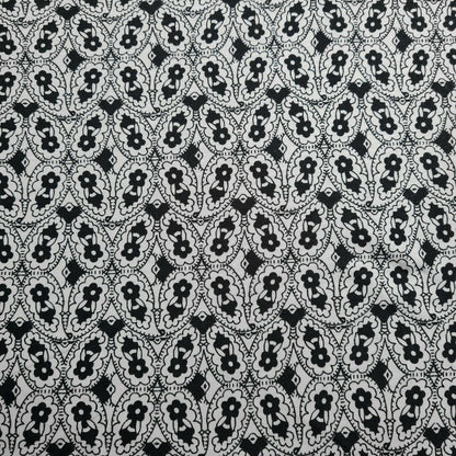 Viscose Jersey Fabric Small Black Floral Printed White Colour A1-106