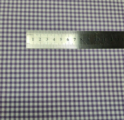 Polyviscose Fabric Mini Checked Lilac And White 55"Wide Sold By Metre