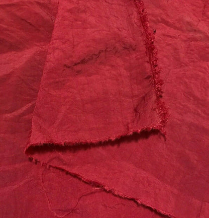 DARK RED CRINCKLED (TAFFETA TOUCH) FABRIC - SOLD BY THE METRE