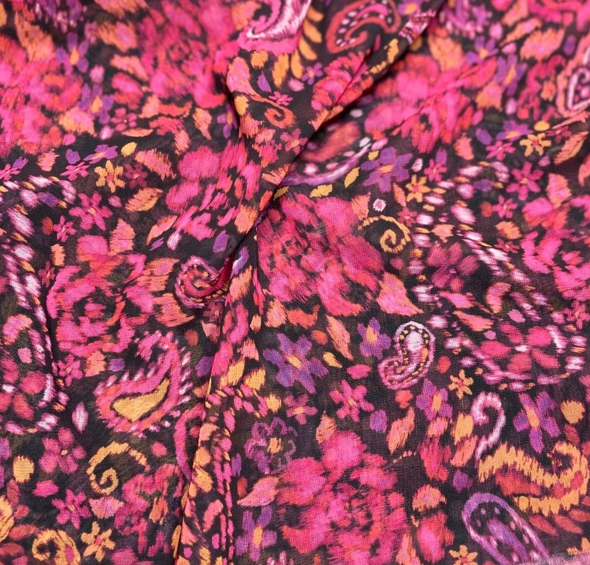 Chiffon Fabric Paisley Printed 55" Wide Sold By Metre