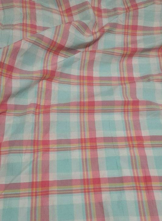 STRETCH CHECKED POLYCOTTON SHIRT FABRIC - SOLD BY THE METRE