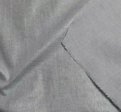 Cotton Voile Fabric Shiny Silver Print 55" Wide Sold By Metre