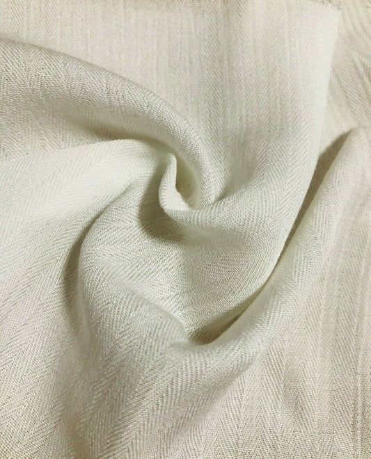 FIGURED AND STRIPED OFF WHITE THIN VISCOSE FABRIC - SOLD BY THE METRE