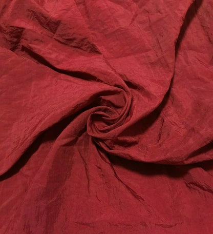 DARK RED CRINCKLED (TAFFETA TOUCH) FABRIC - SOLD BY THE METRE