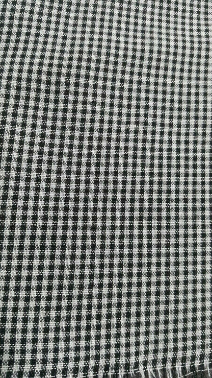 ECRU AND BLACK SMALL SQUARED VISCOSE/POLYESTER FABRIC-SOLD BY THE METER