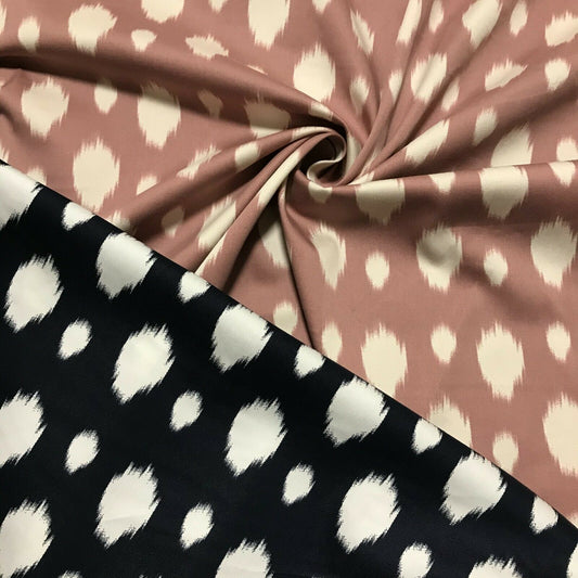 Cotton Blend Sateen Fabric Ikat Polka Dot Printed 51" Wide Sold By The Metre