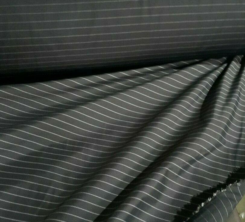 STRIPED DARK GREY TAFFETA FABRIC-SOLD BY THE METER