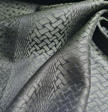 Jacquard Fabric Black And Dark Green Abstract Pattern 55'' Wide By The Metre