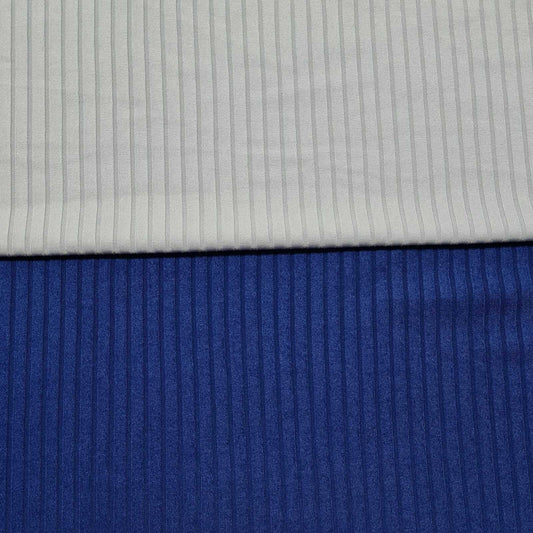 Rib Jersey Fabric Royal and Pale Blue 4 Way Stretch 55" Wide Sold By The Metre