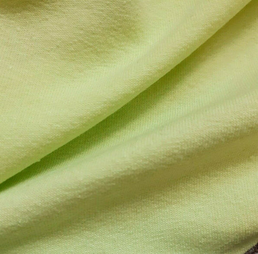 Polycotton Sweatshirt Fabric Lime Colour 4 Way Stretch 72" Wide A1-227