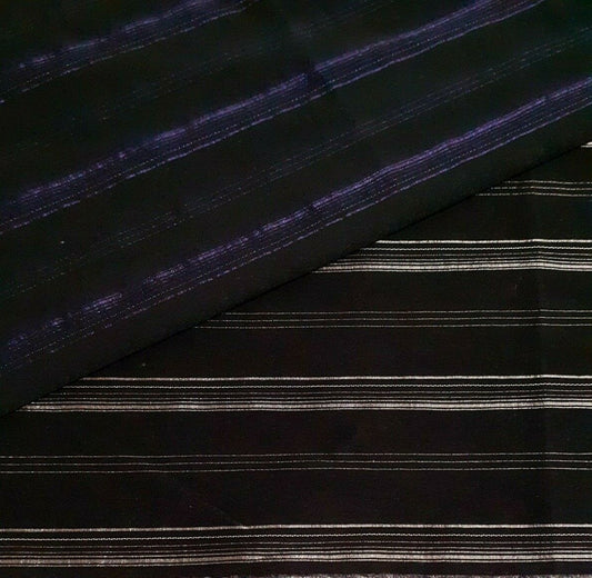 SHINY STRIPED STRETCH BLACK SHIRT FABRIC - SOLD BY THE METRE