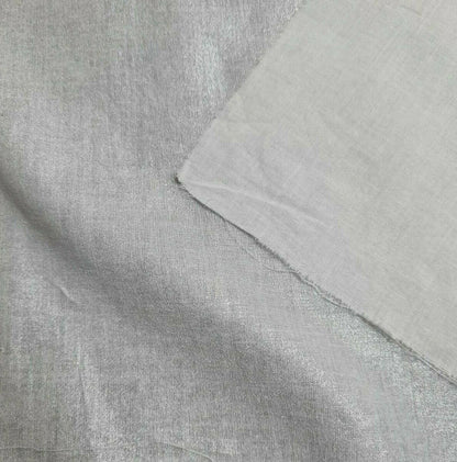 Cotton Voile Fabric Shiny Silver Print 55" Wide Sold By Metre