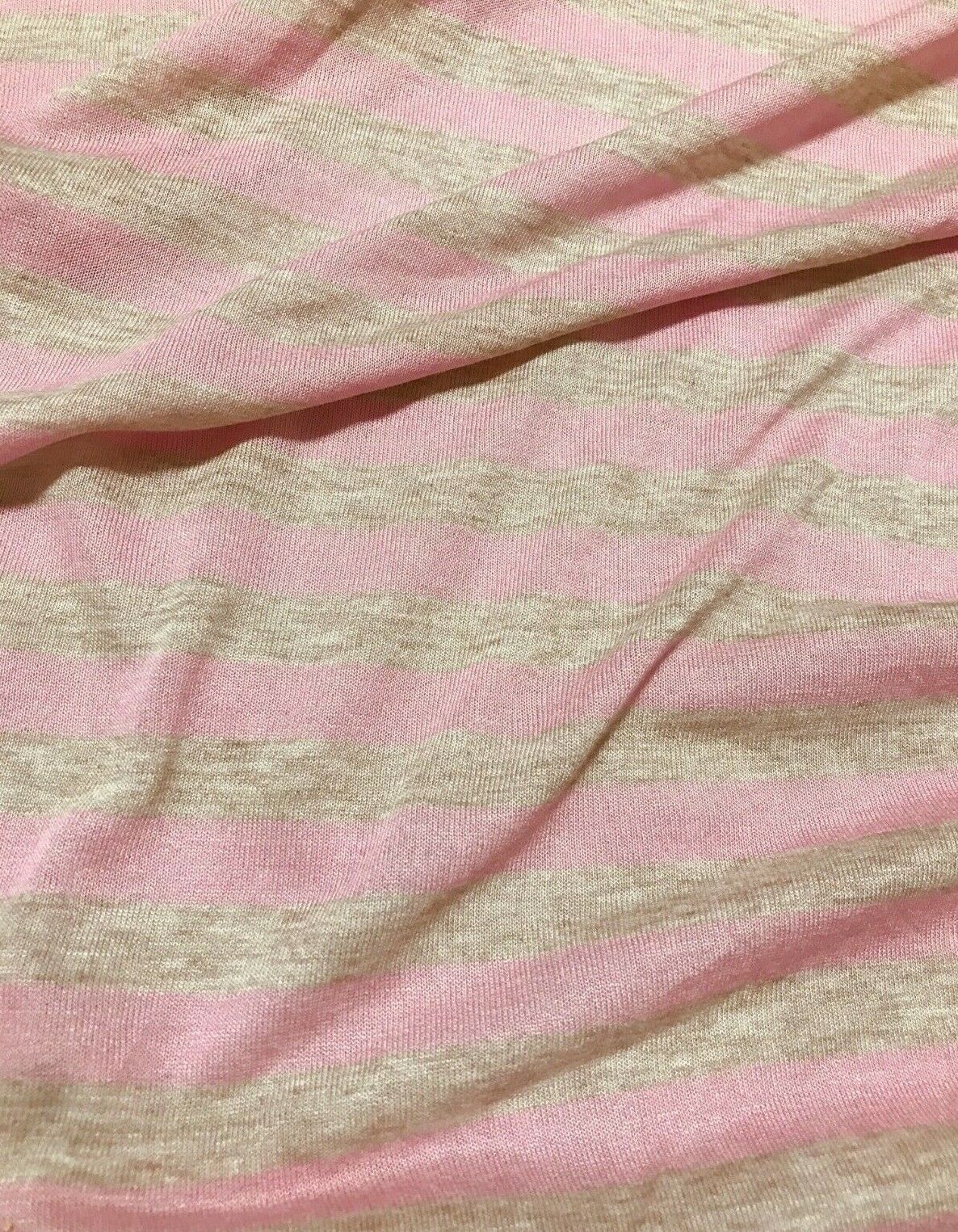 VISCOSE JERSEY FABRIC PINK AND BEIGE MELGANGE STRIPED THIN -SOLD BY METRE A1-190