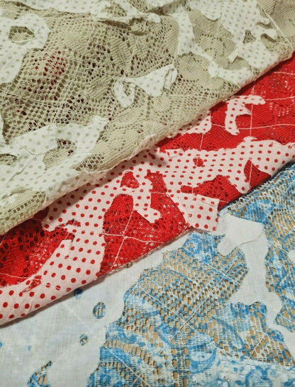 SEWED LACE FABRIC COTTON PIECE- SOLD BY THE METRE