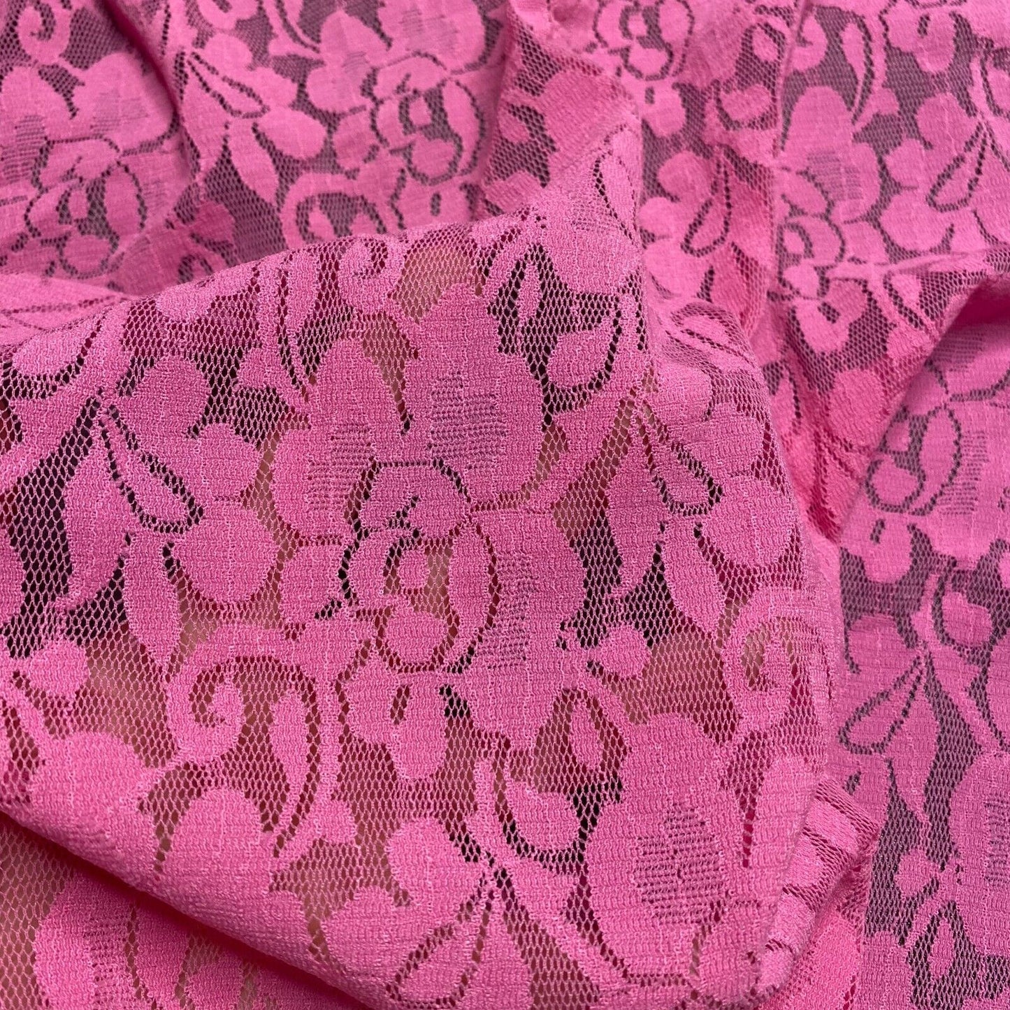 Floral Lace Fabric Black Beige Pink Colours 2 Way Stretch 55" Wide