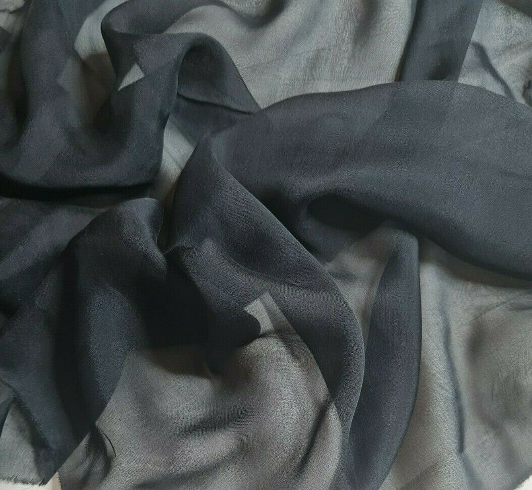 Pure Silk Chiffon Fabric Black Colour 51" Wide Sold ByMetre