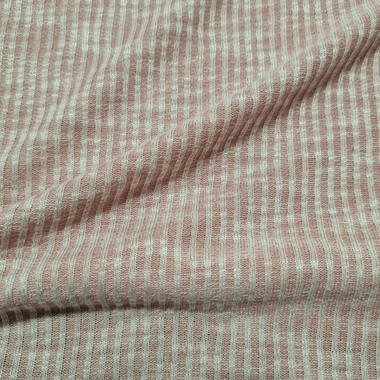 RIB JERSEY FABRIC PINK WHITE MELANGE VISCOSE POLYESTER SOLD BY THE METRE