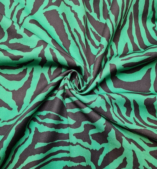 Dressmaking Fabric Green And Black Printed 55" Sold By Metre