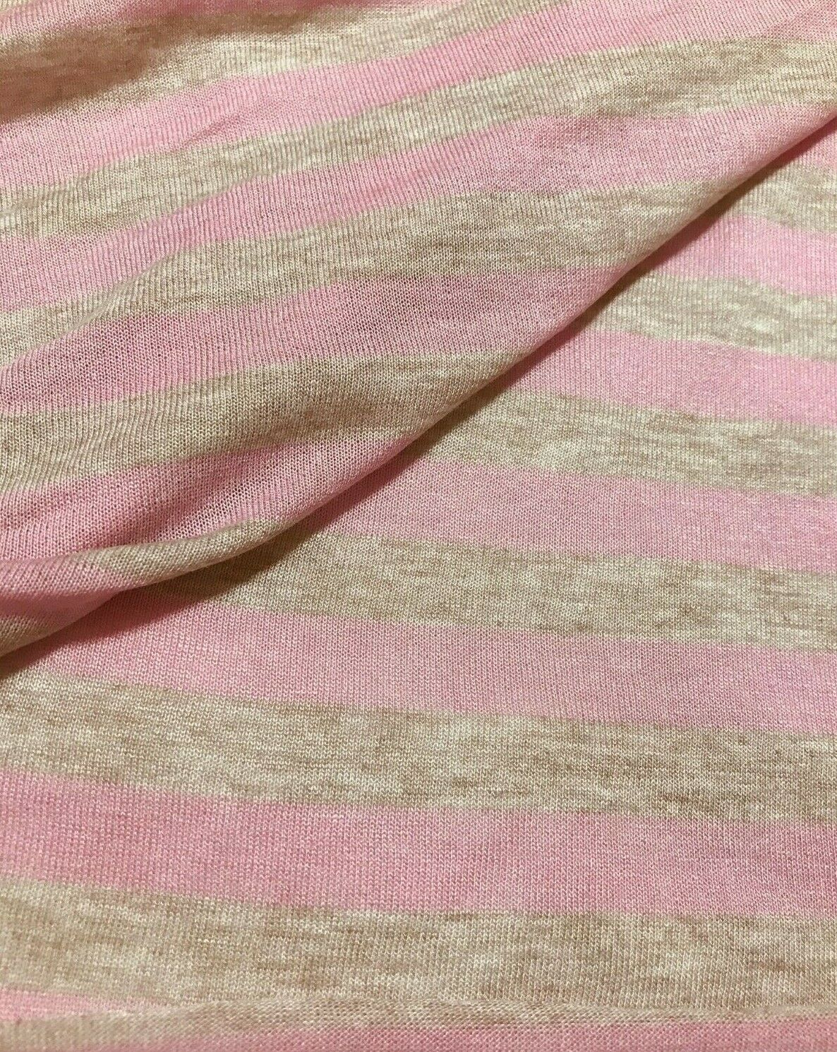 VISCOSE JERSEY FABRIC PINK AND BEIGE MELGANGE STRIPED THIN -SOLD BY METRE A1-190