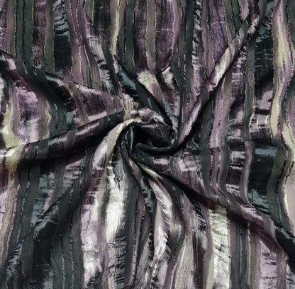 Printed Chiffon Fabric Gold Lurex and Shiny Stripes 55'' Wide Sold By The Metre