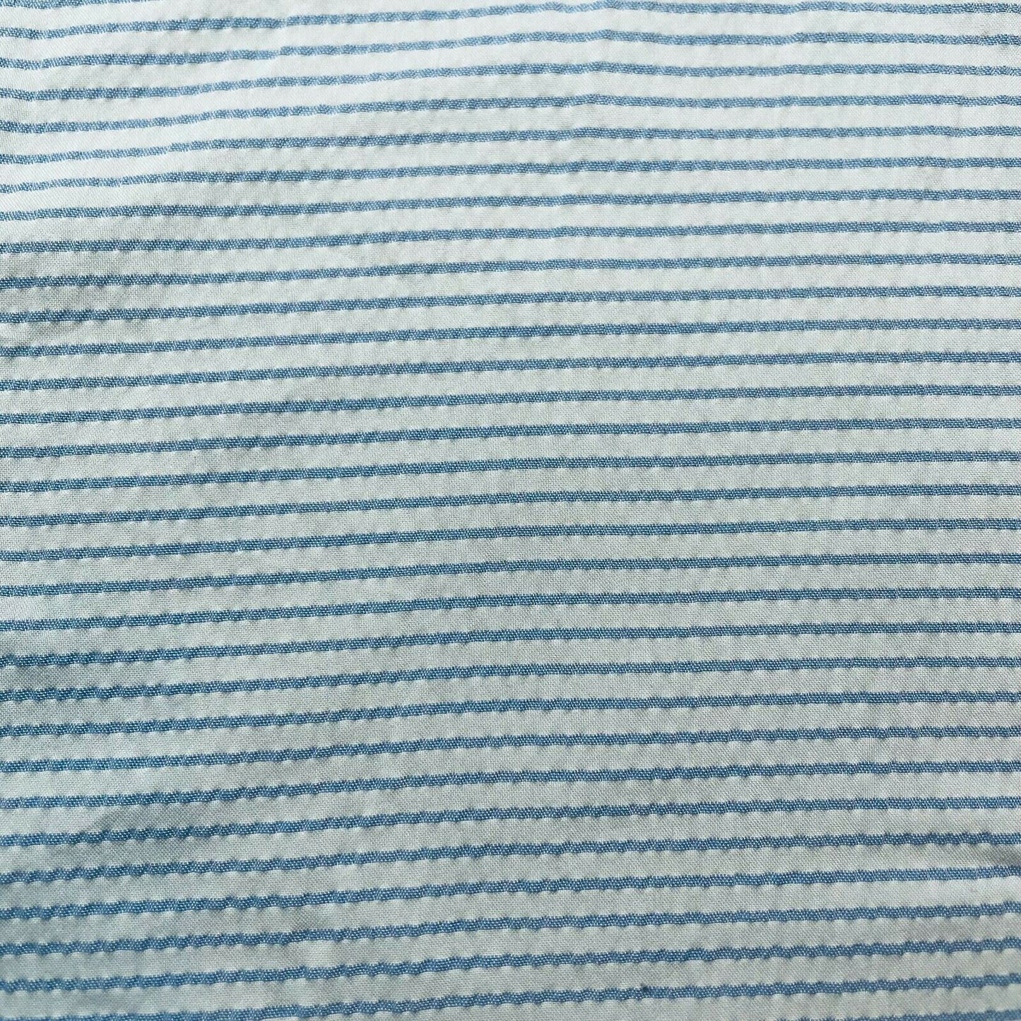 Striped Viscose Polyester Fabric Thin Wavy Effect Blue And White Colours 55"