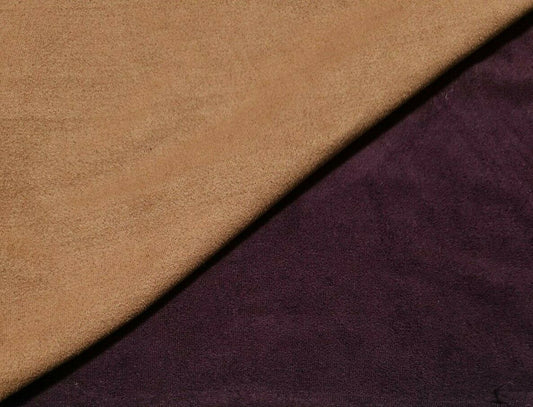 BROWN AND AUBERGINE VELOUR TOUCH JERSEY LYCRA FABRIC - SOLD BY THE METRE