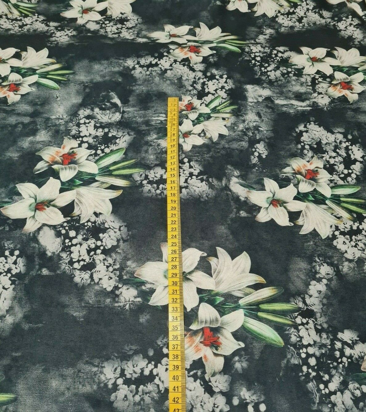 STRETCH DRESSMAKING FABRIC FLORAL PRINTED VELOUR TOUCH - SOLD BY THE METRE