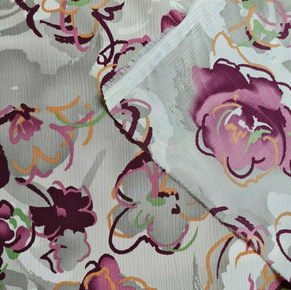 Crinkled Crepe Fabric Floral Printed 55" Wide Sold By Metre