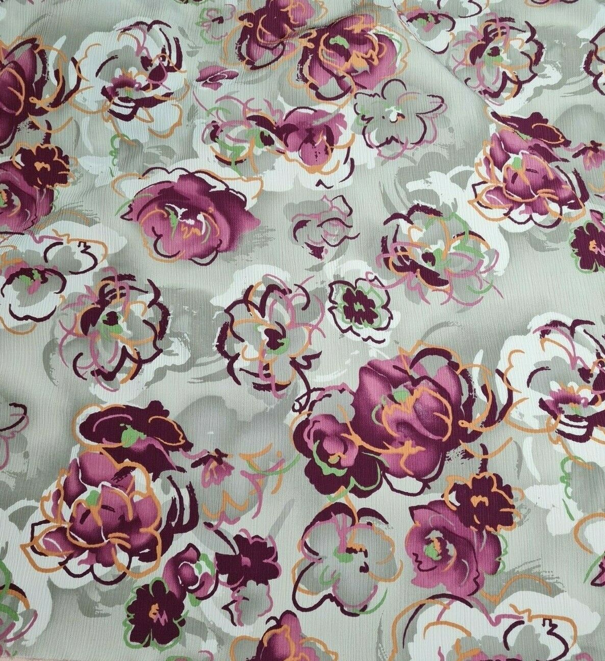 Crinkled Crepe Fabric Floral Printed 55" Wide Sold By Metre