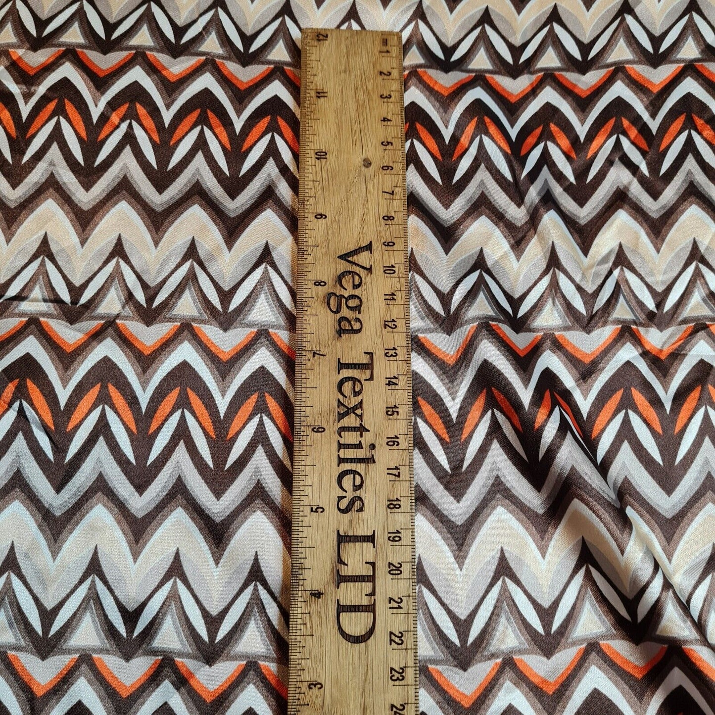 Stretch Satin Fabric Spotted And Chevron Printed 55'' Wide Sold By The Metre