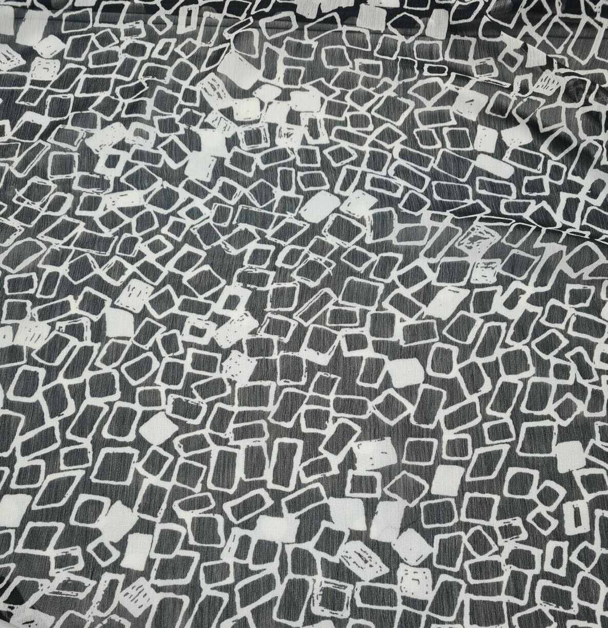 Crinckled Chiffon Fabric Black And White printed 55" Wide Sold By Metre