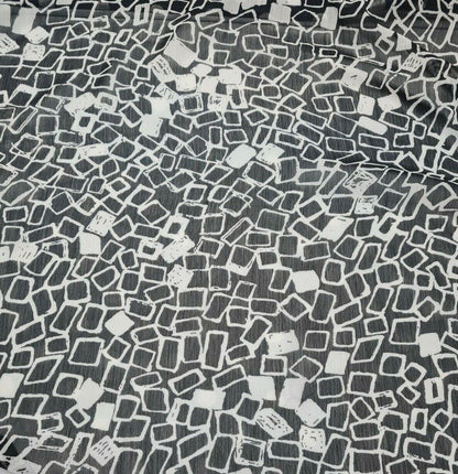 Crinckled Chiffon Fabric Black And White printed 55" Wide Sold By Metre