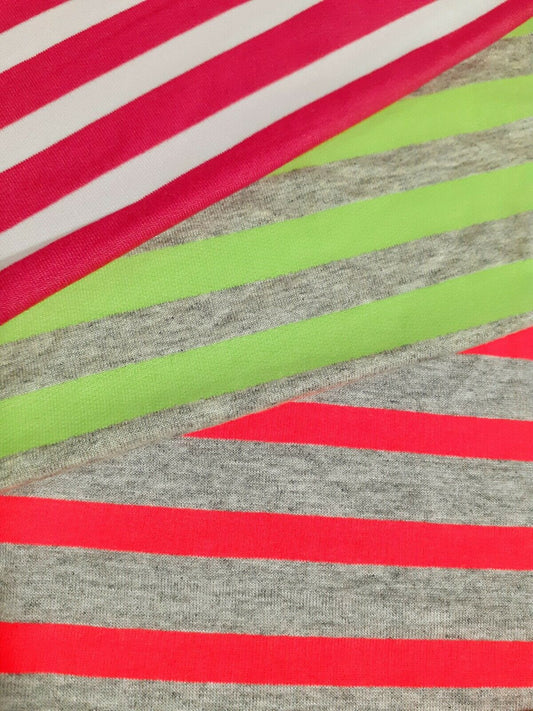 STRIPED STRETCH T-SHIRT JERSEY FABRIC - SOLD BY THE METRE A1-140