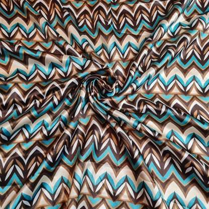 Stretch Satin Fabric Spotted And Chevron Printed 55'' Wide Sold By The Metre