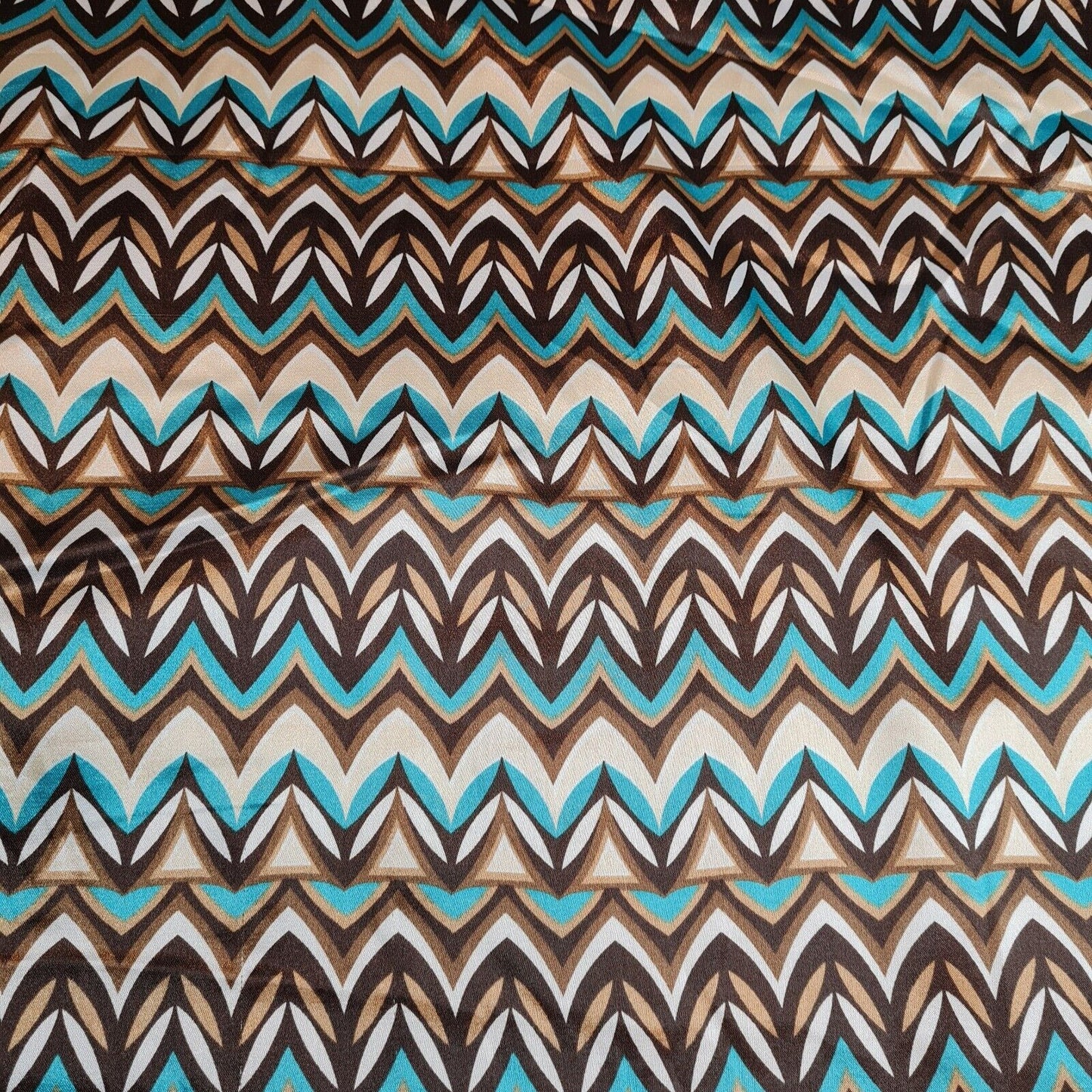 Stretch Satin Fabric Spotted And Chevron Printed 55'' Wide Sold By The Metre