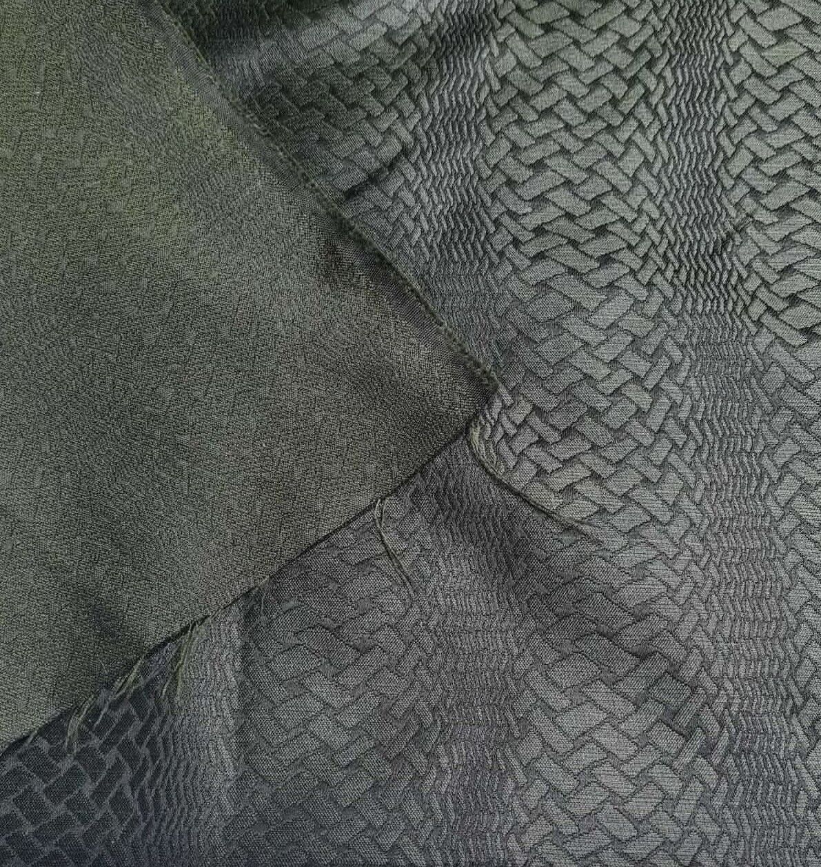 Jacquard Fabric Black And Dark Green Abstract Pattern 55'' Wide By The Metre
