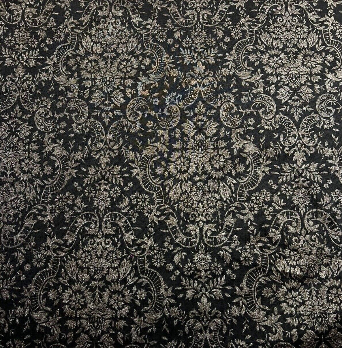 Ponte Jersey Fabric Silver Glitter Floral Printed 55" Wide Sold By Metre