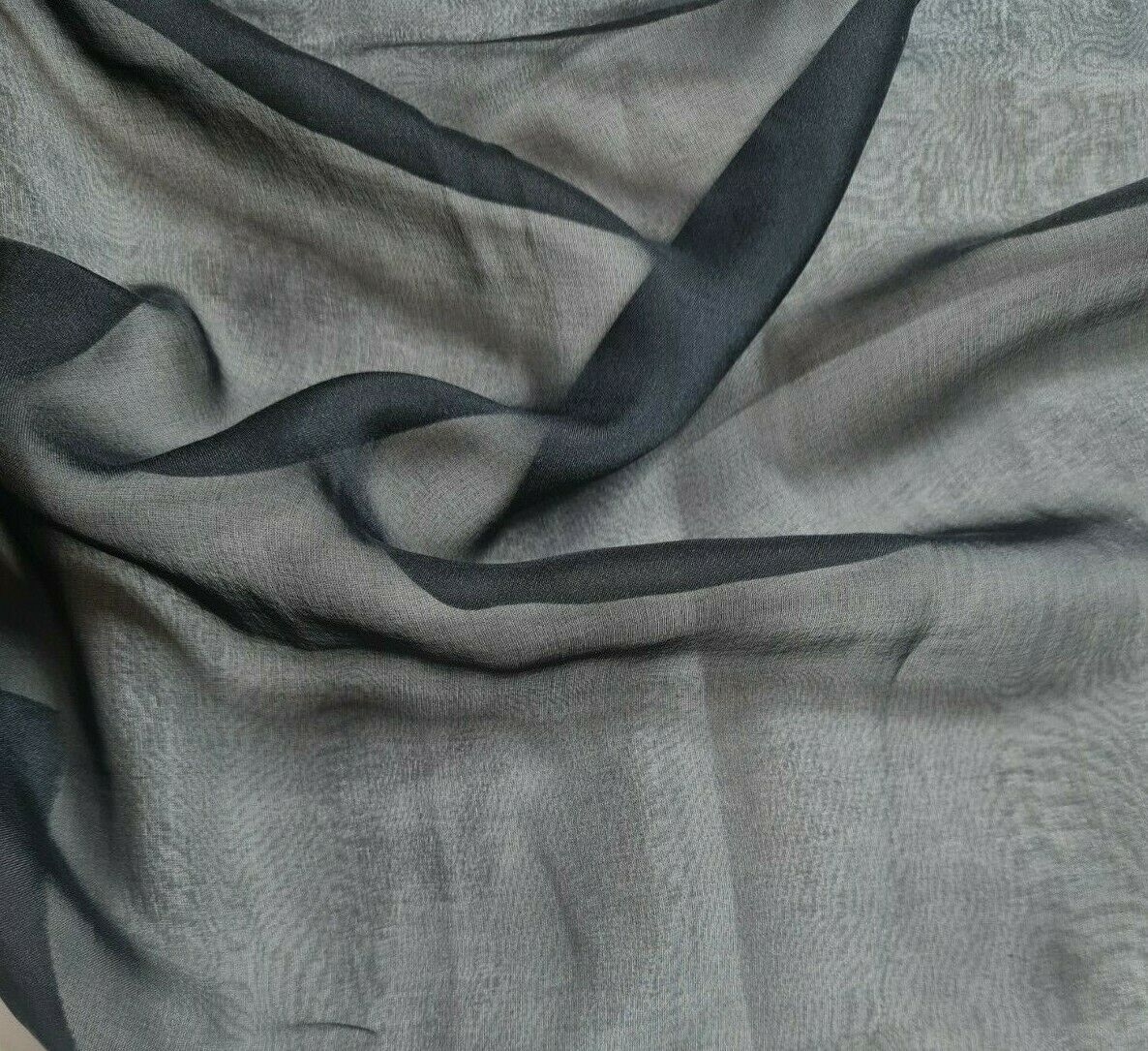 Pure Silk Chiffon Fabric Black Colour 51" Wide Sold ByMetre