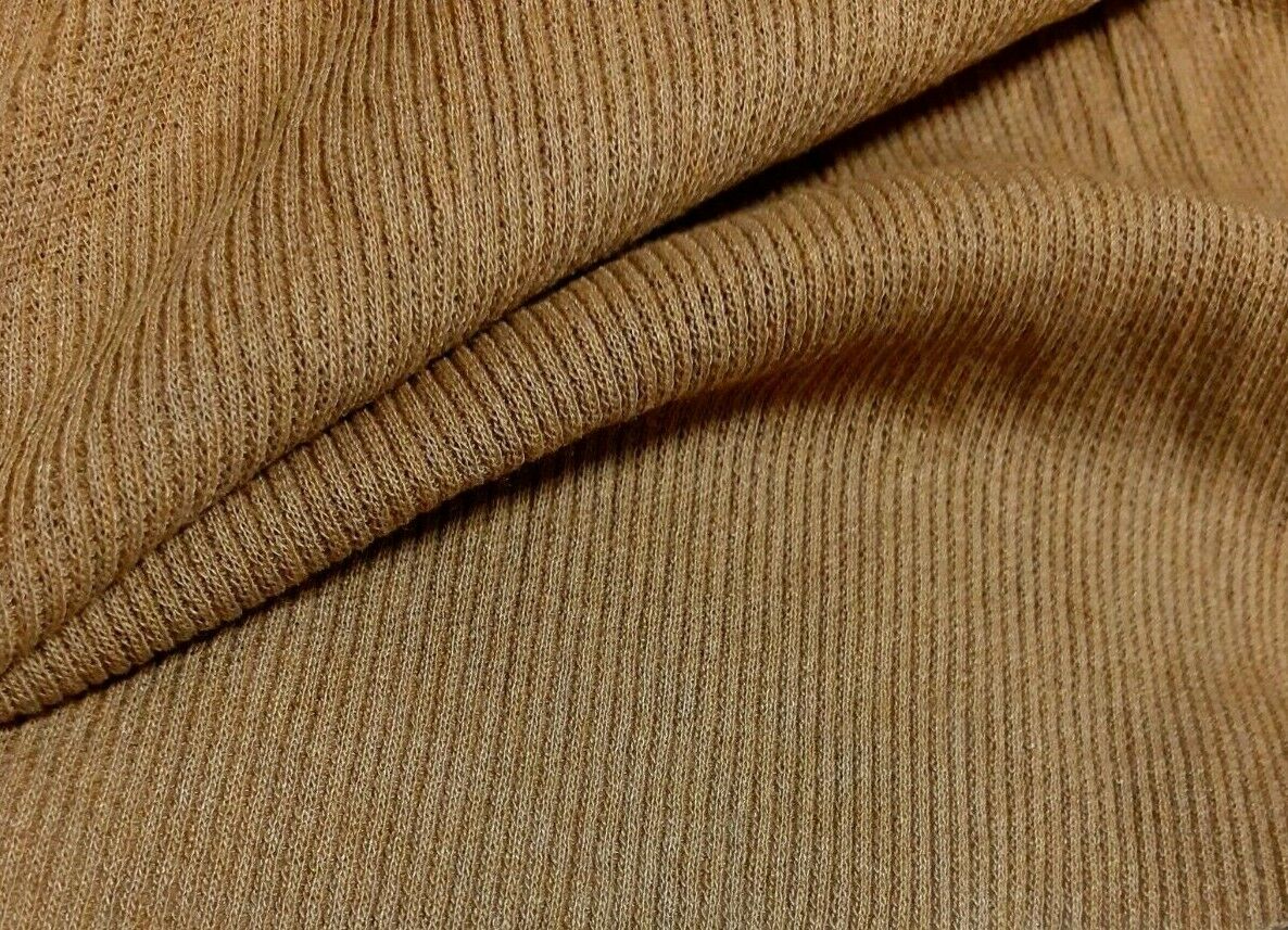 Thin Rib Knit Fabric Wool Blend Brown Ivory Burgundy Beige Colours 47" Wide