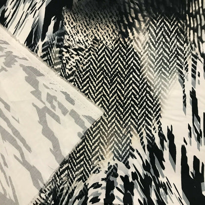 Cotton Satin Fabric Multi Printed Black And White 55" Wide