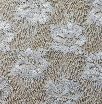 Floral Lace Fabric Cream Colour 4 Way Stretch 55" Wide Sold By Metre