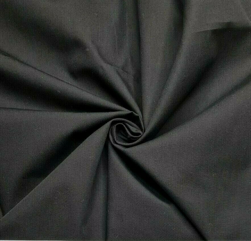 Cotton Popline Fabric Black And Khaki Colours 55" Wide Sold By Metre